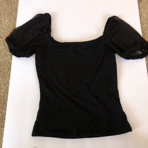 Black mesh sleeve top